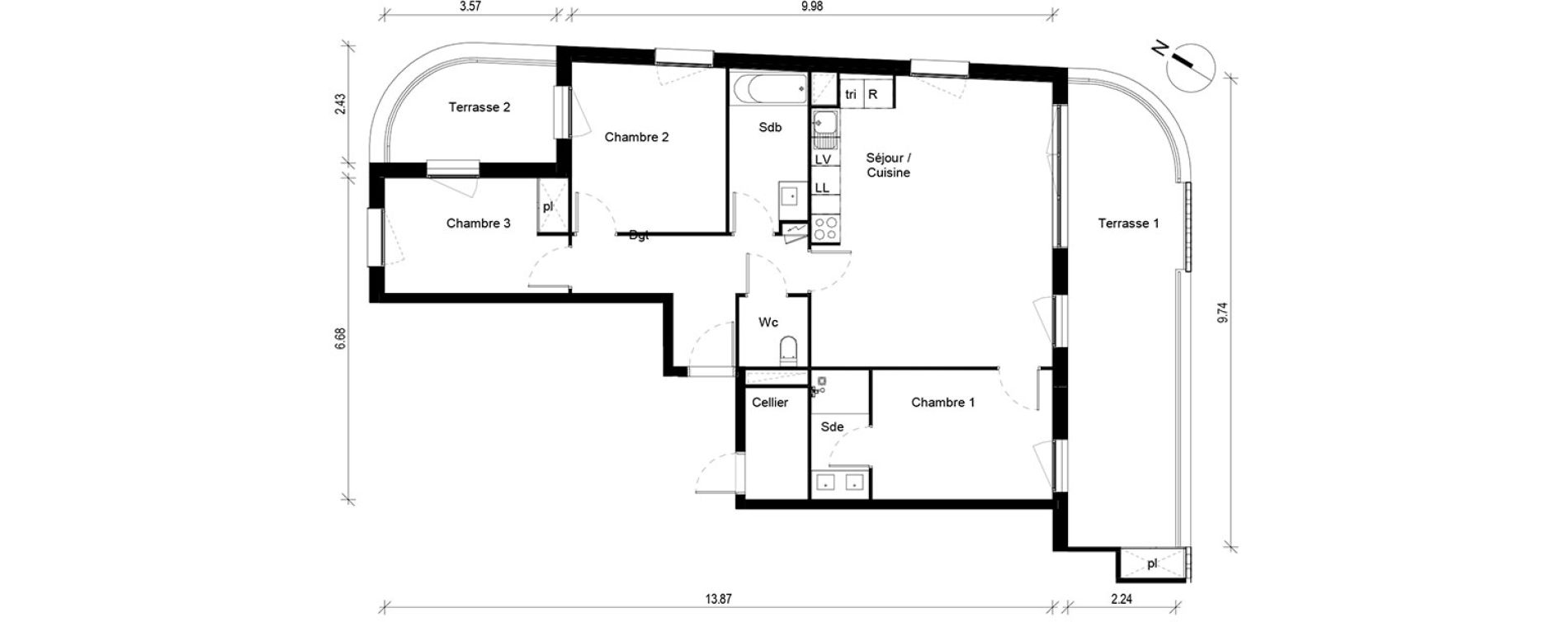 Appartement T4 de 78,51 m2 &agrave; Blagnac Andromede