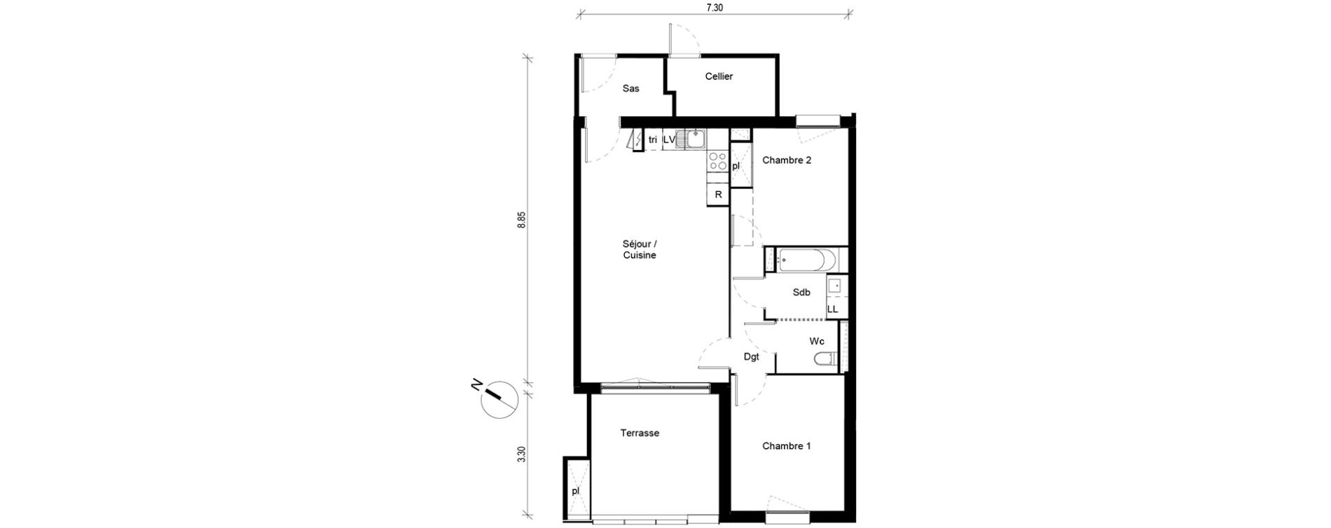 Appartement T3 de 63,19 m2 &agrave; Blagnac Andromede