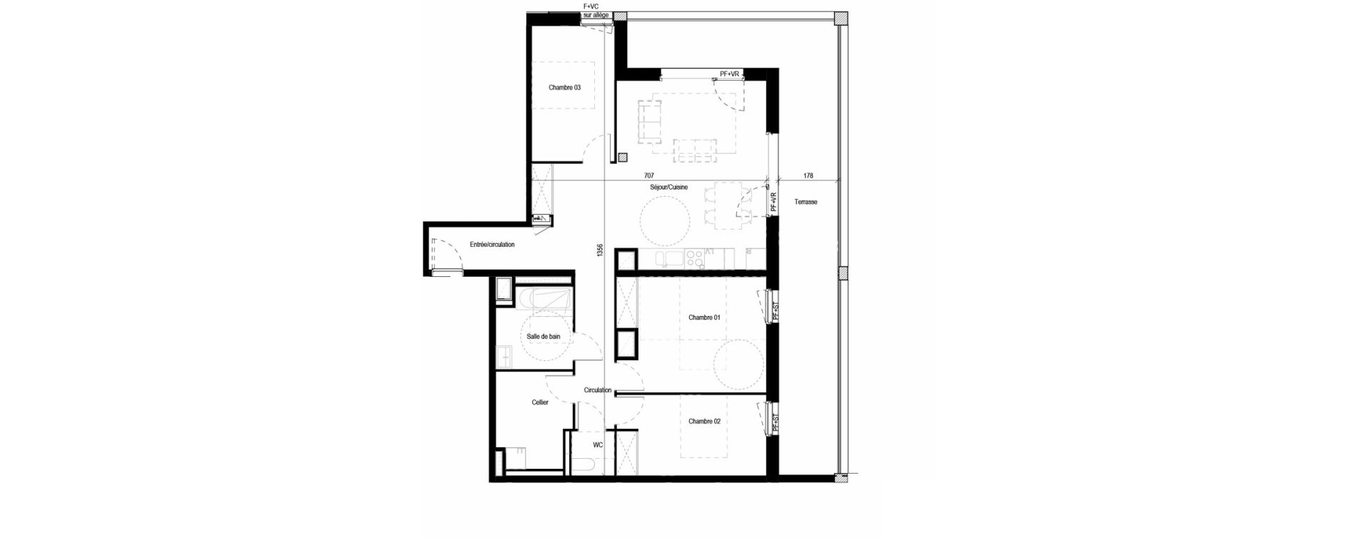 Appartement T4 de 93,11 m2 &agrave; Blagnac Baradel