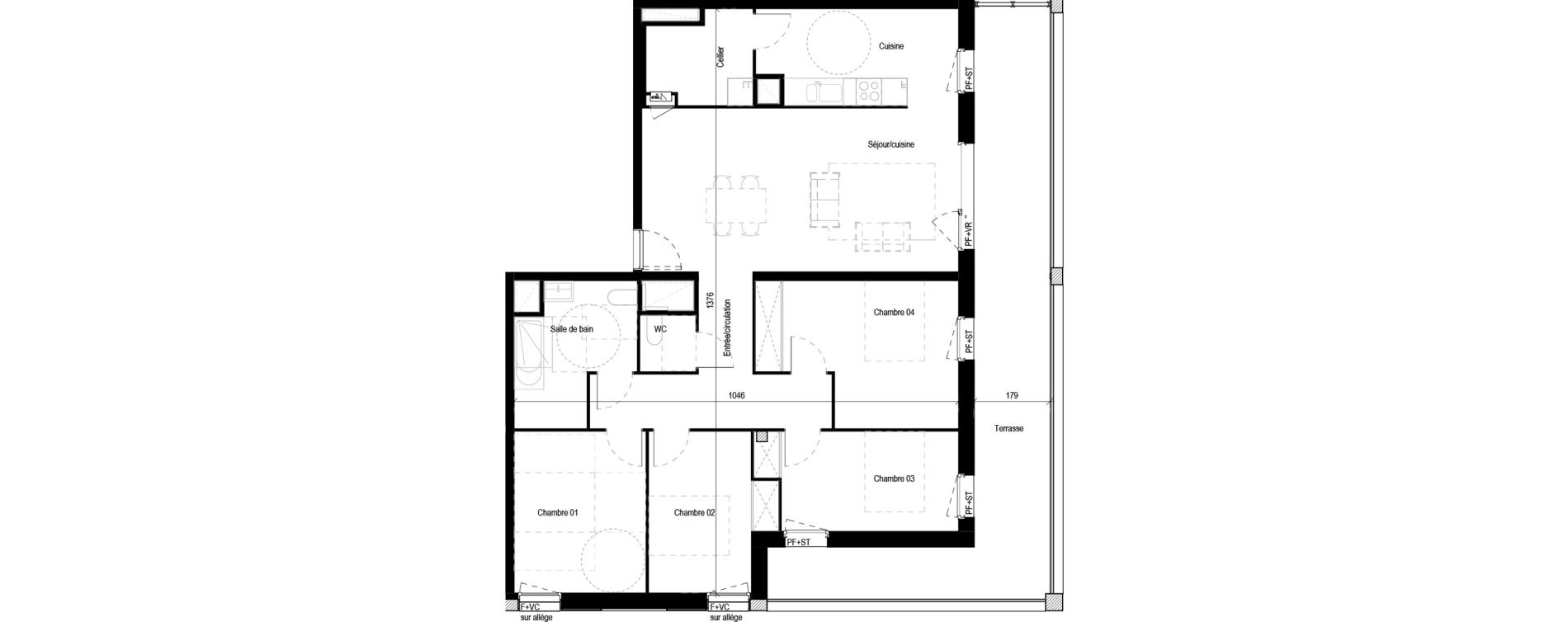 Appartement T5 de 111,13 m2 &agrave; Blagnac Baradel