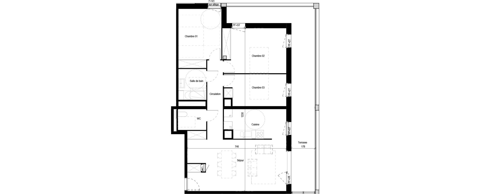 Appartement T4 de 96,54 m2 &agrave; Blagnac Baradel