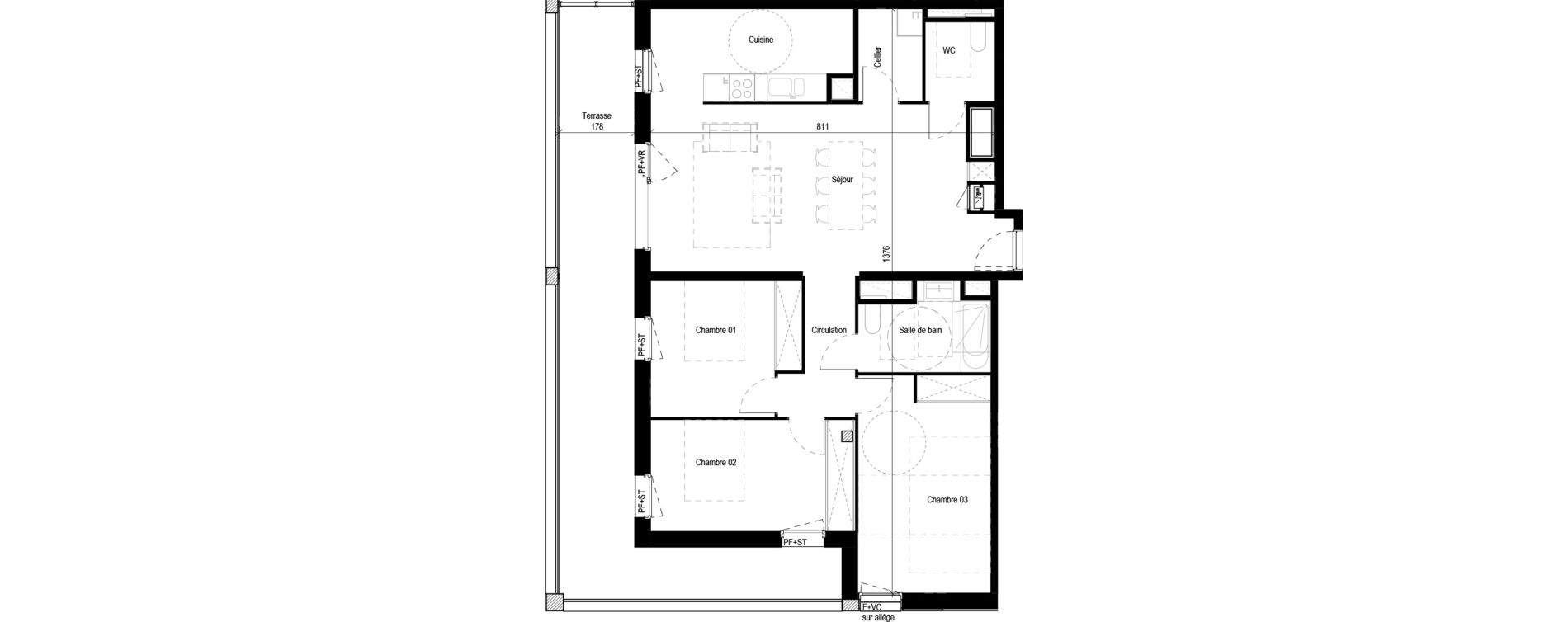 Appartement T4 de 97,87 m2 &agrave; Blagnac Baradel