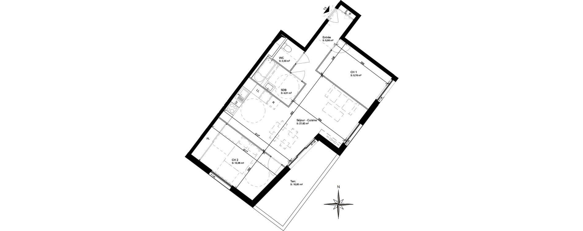 Appartement T3 de 64,47 m2 &agrave; Blagnac Baradel