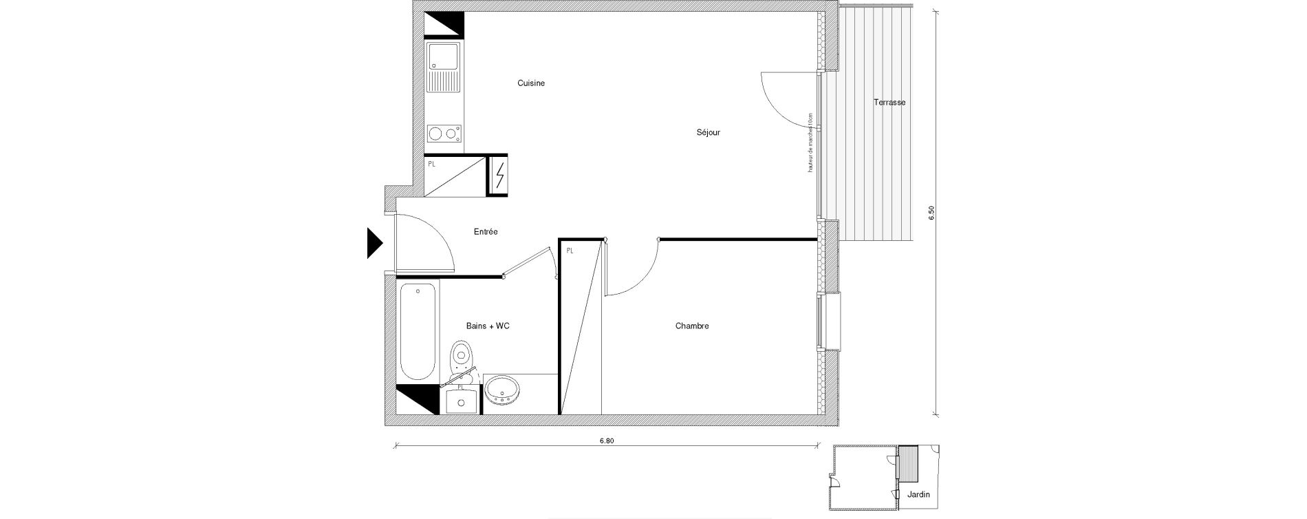 Appartement T2 de 41,43 m2 &agrave; Blagnac Odyssud