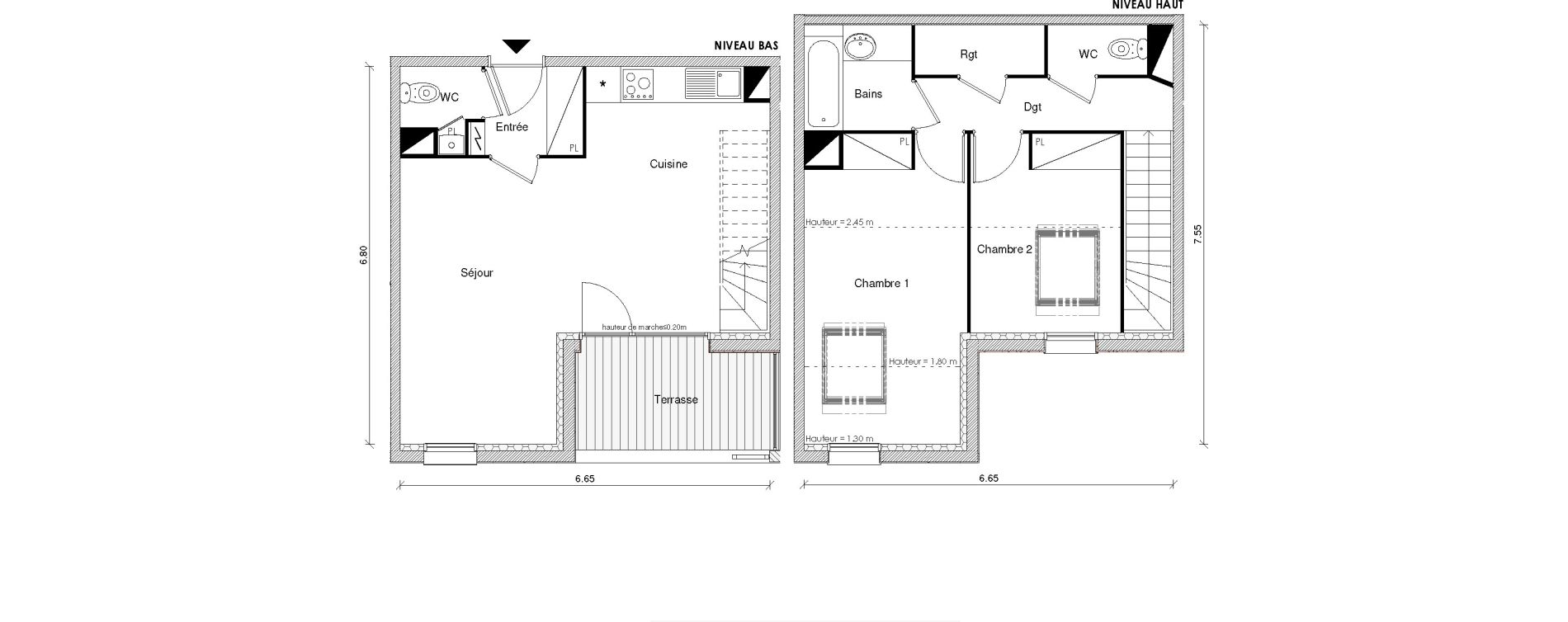 Duplex T3 de 68,25 m2 &agrave; Blagnac Odyssud