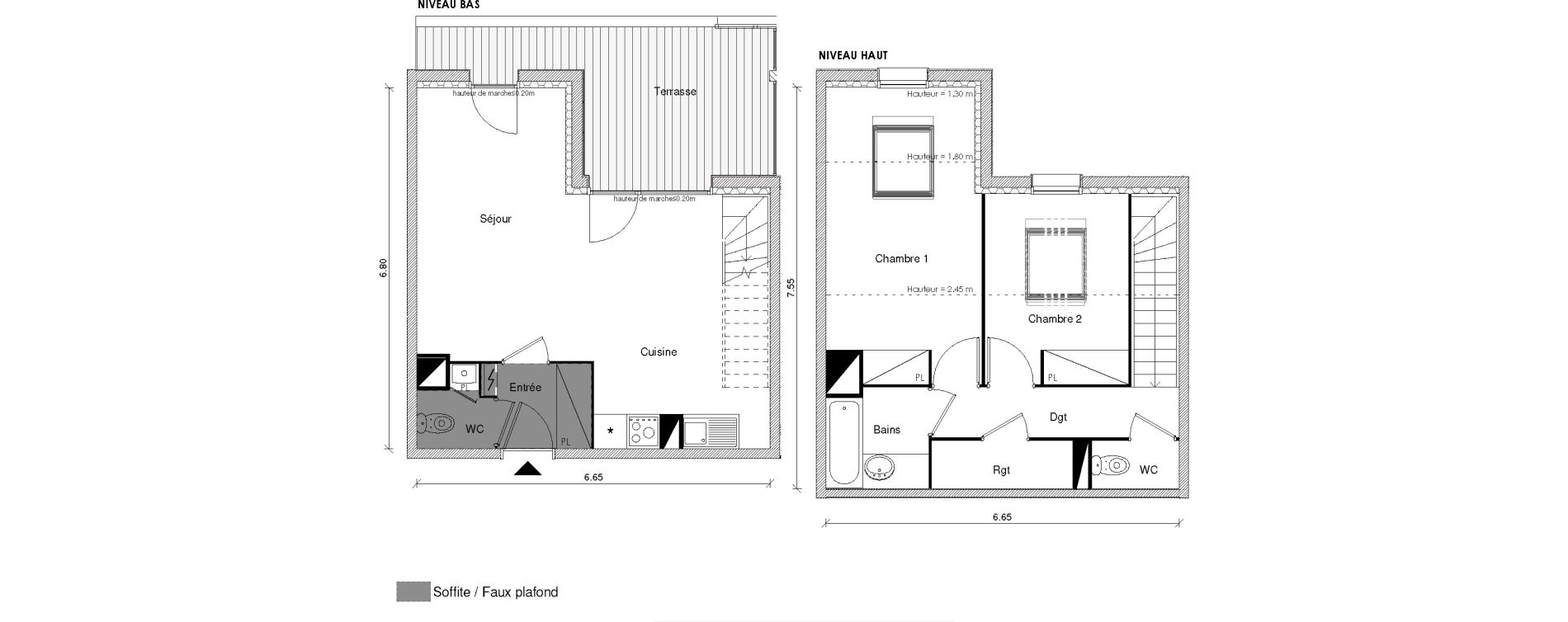Duplex T3 de 67,61 m2 &agrave; Blagnac Odyssud