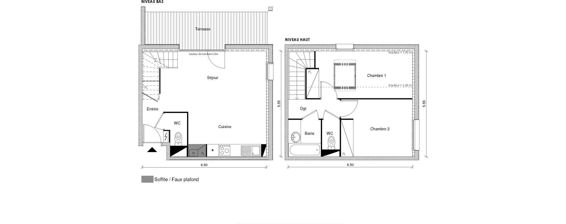 Duplex T3 de 63,90 m2 &agrave; Blagnac Odyssud