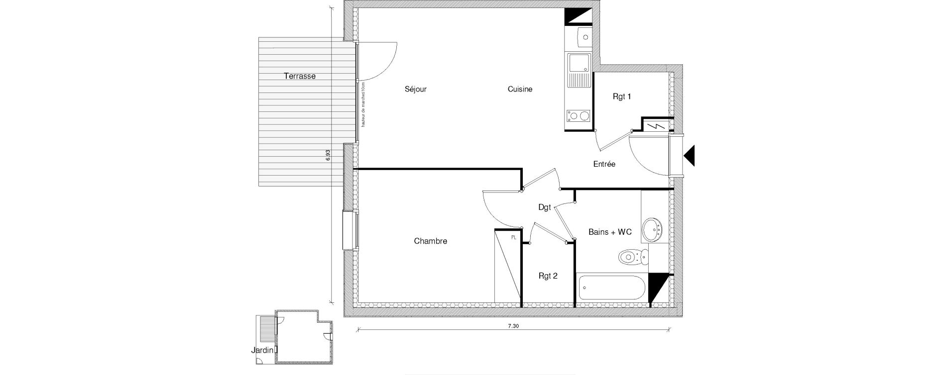 Appartement T2 de 46,14 m2 &agrave; Blagnac Odyssud