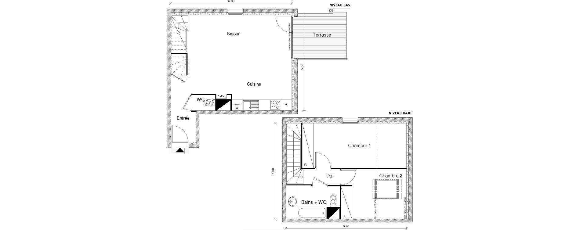 Duplex T3 de 71,11 m2 &agrave; Blagnac Odyssud