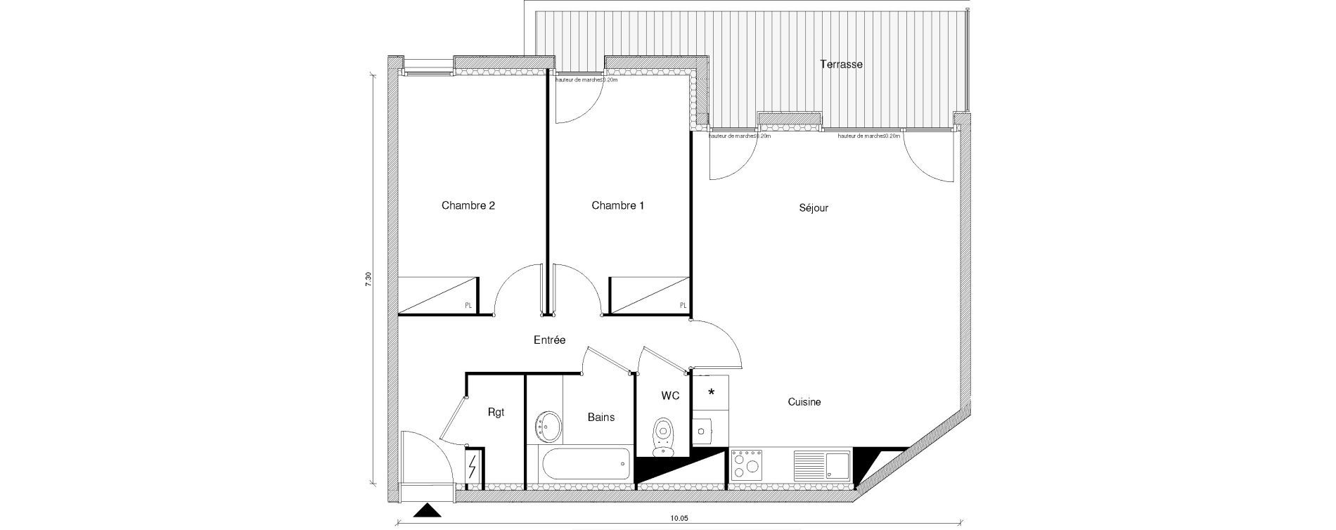 Appartement T3 de 64,56 m2 &agrave; Blagnac Odyssud