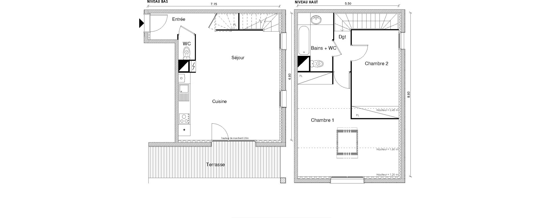 Duplex T3 de 73,61 m2 &agrave; Blagnac Odyssud