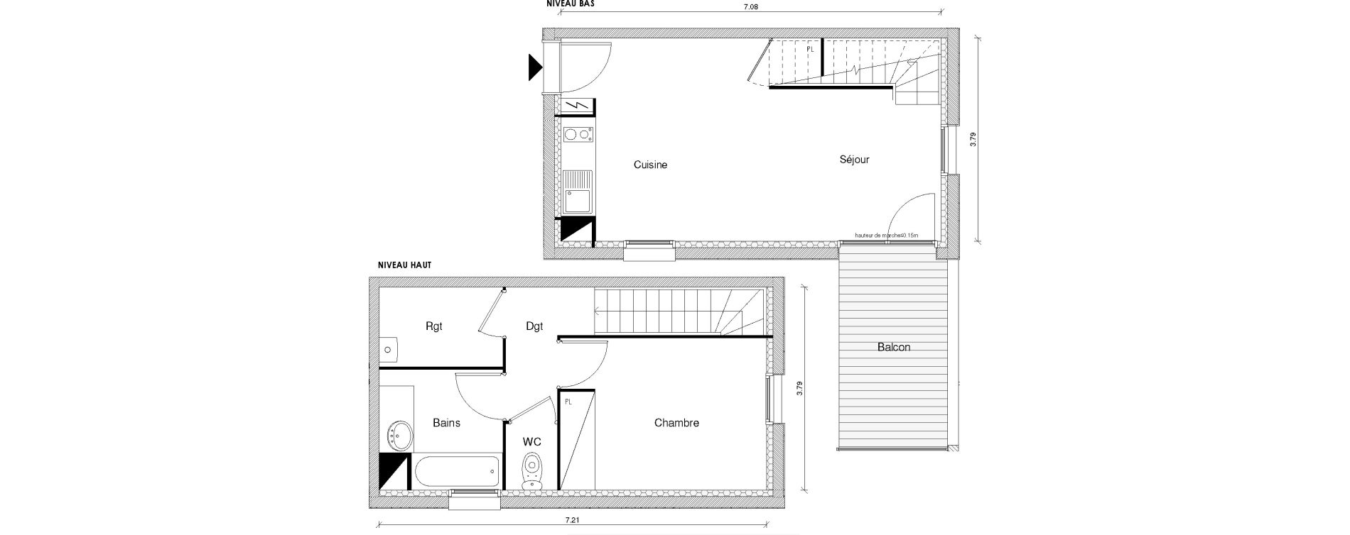 Duplex T2 de 47,14 m2 &agrave; Blagnac Odyssud