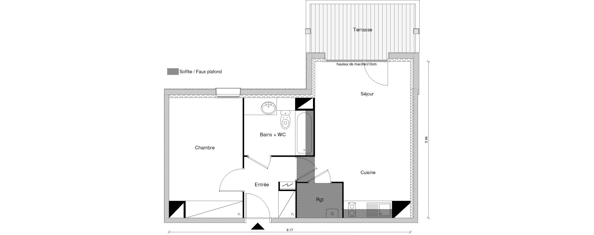 Appartement T2 de 44,82 m2 &agrave; Blagnac Odyssud