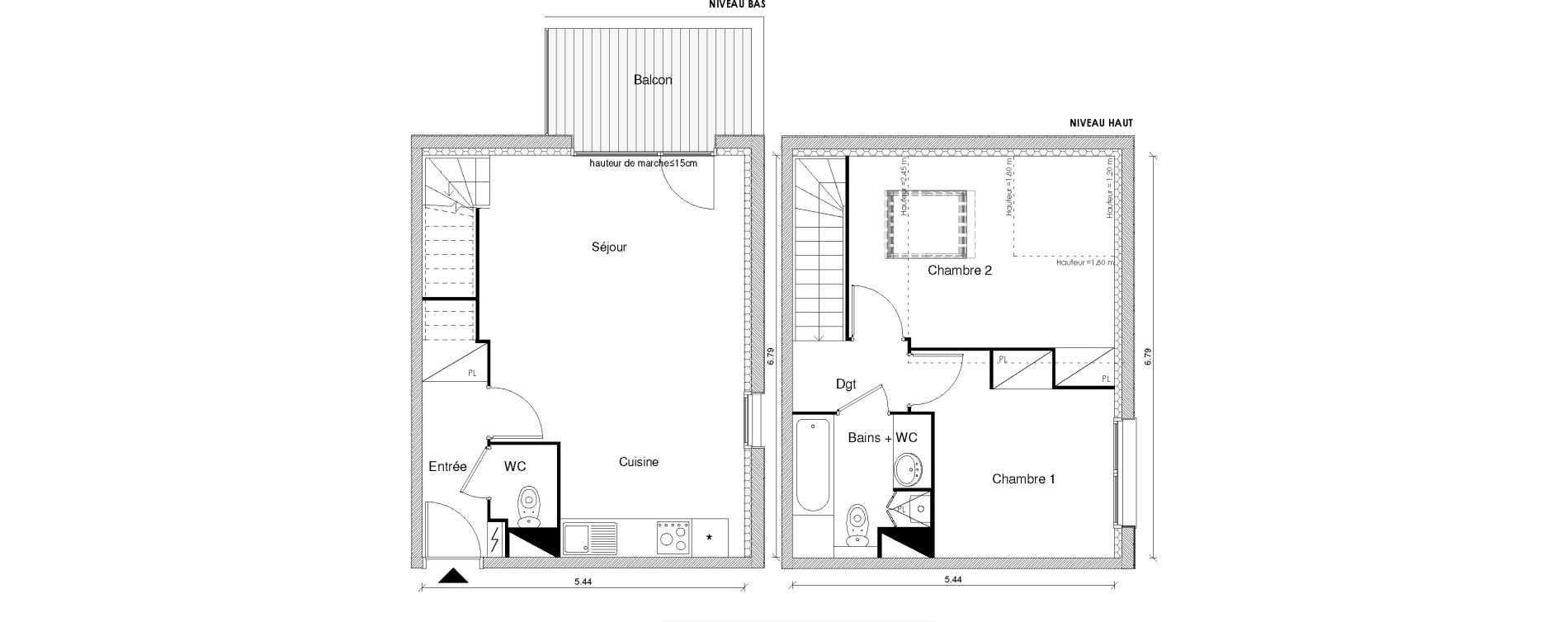 Duplex T3 de 64,38 m2 &agrave; Blagnac Odyssud