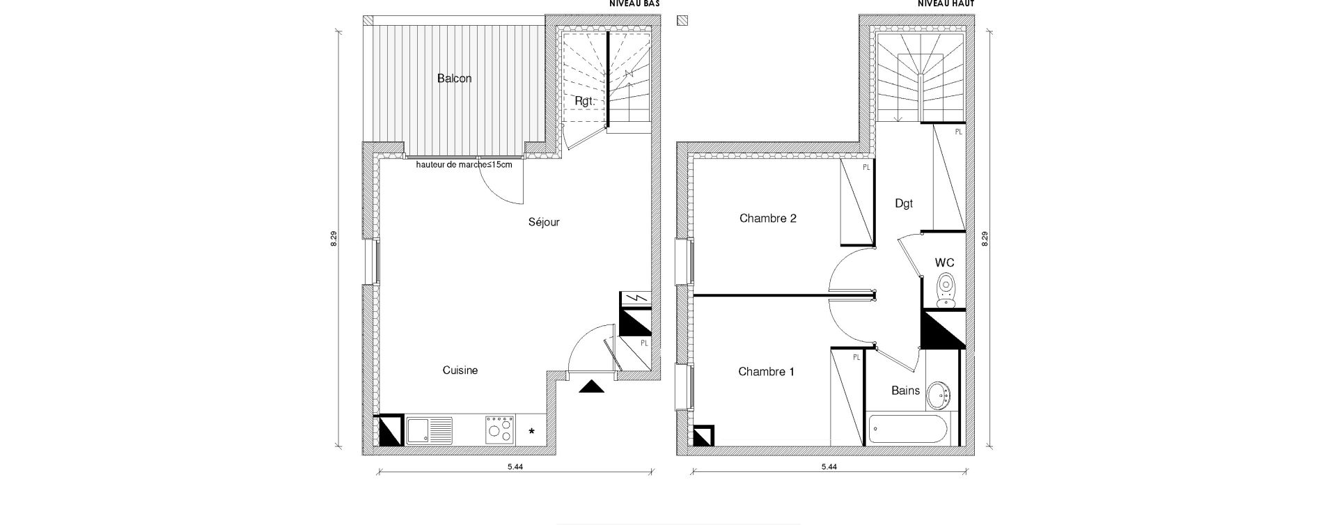 Duplex T3 de 59,82 m2 &agrave; Blagnac Odyssud