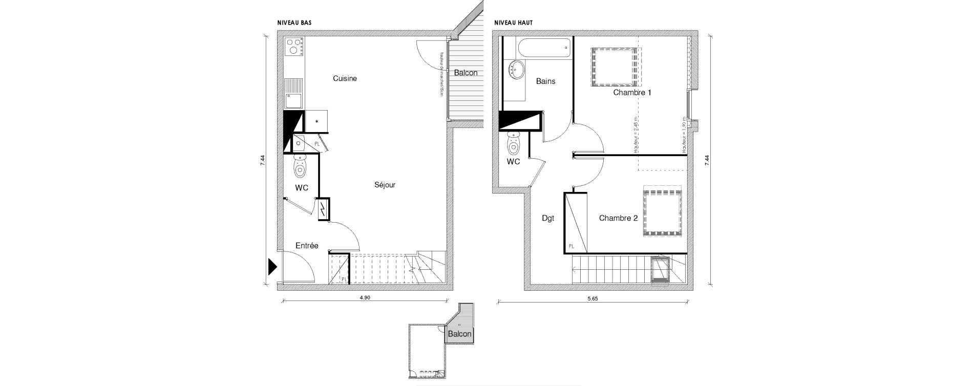 Duplex T3 de 66,73 m2 &agrave; Blagnac Odyssud