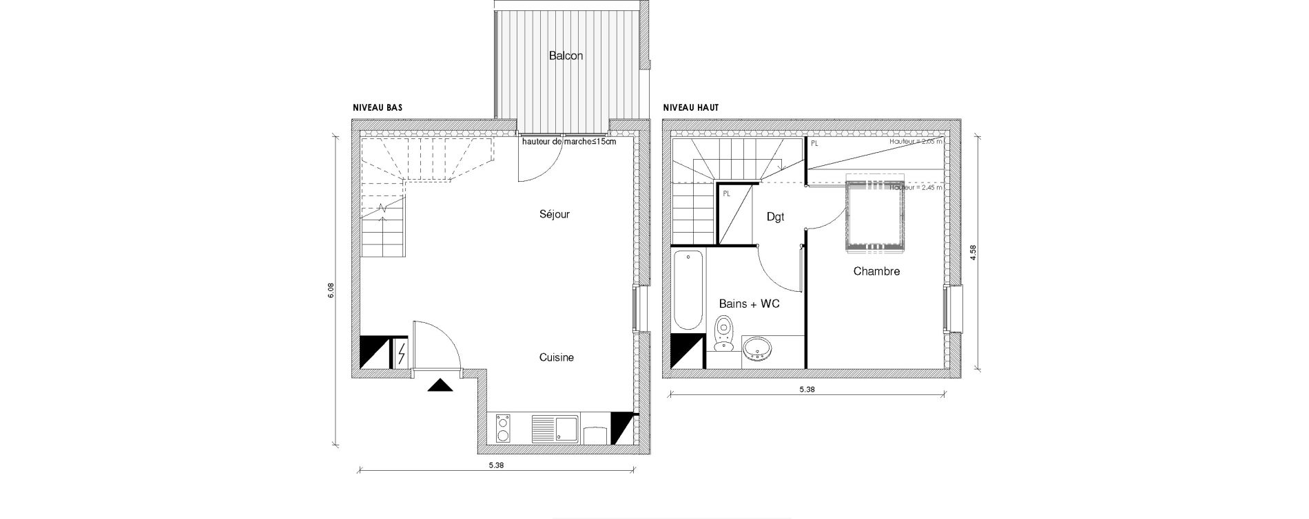 Duplex T2 de 45,86 m2 &agrave; Blagnac Odyssud