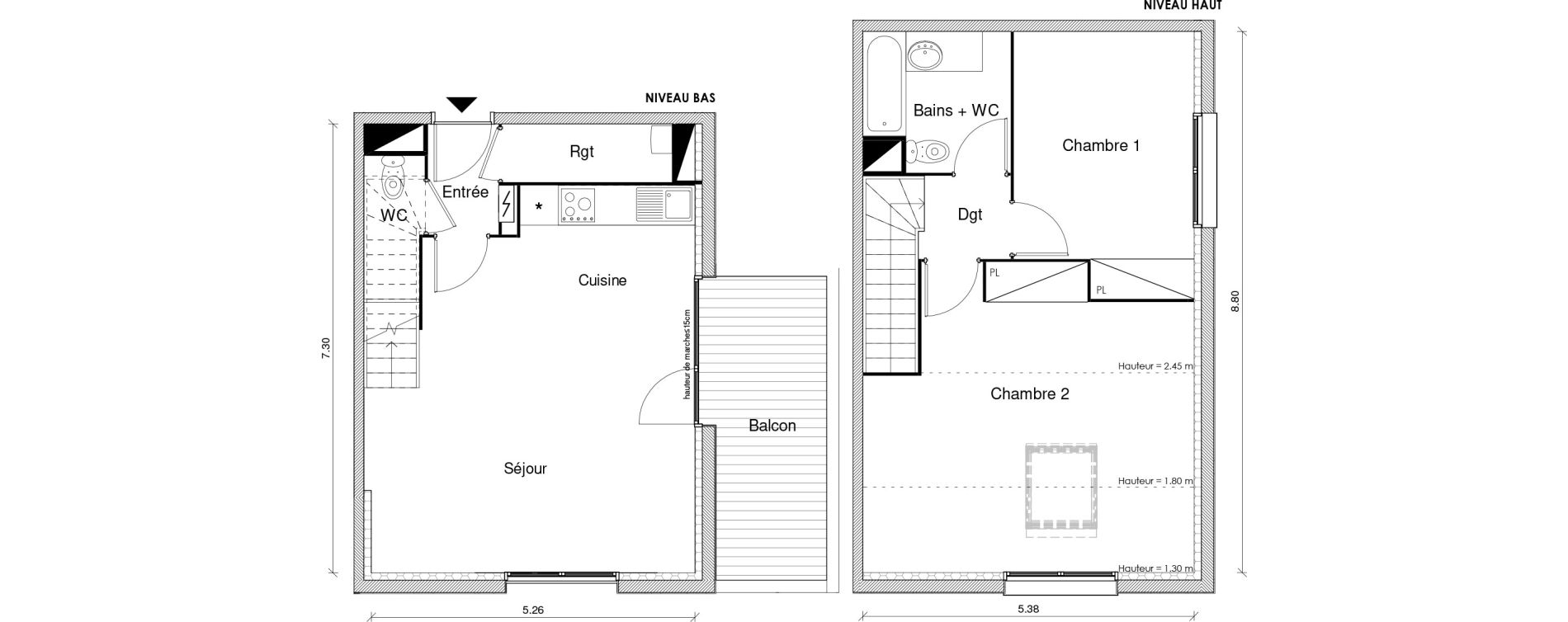 Duplex T3 de 71,90 m2 &agrave; Blagnac Odyssud