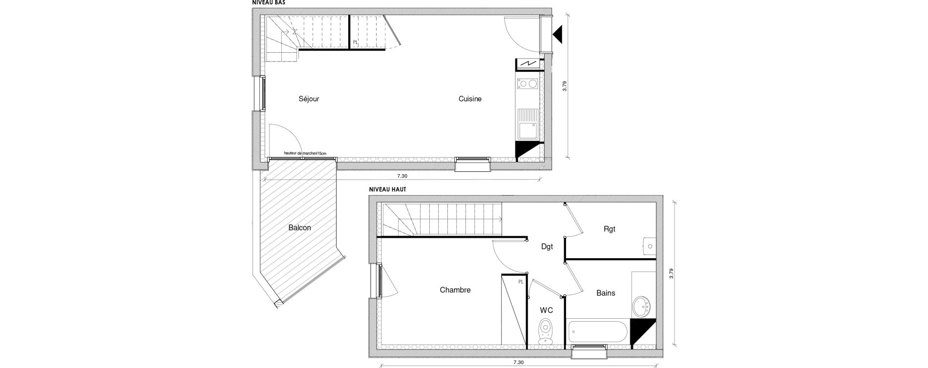 Duplex T2 de 48,26 m2 &agrave; Blagnac Odyssud