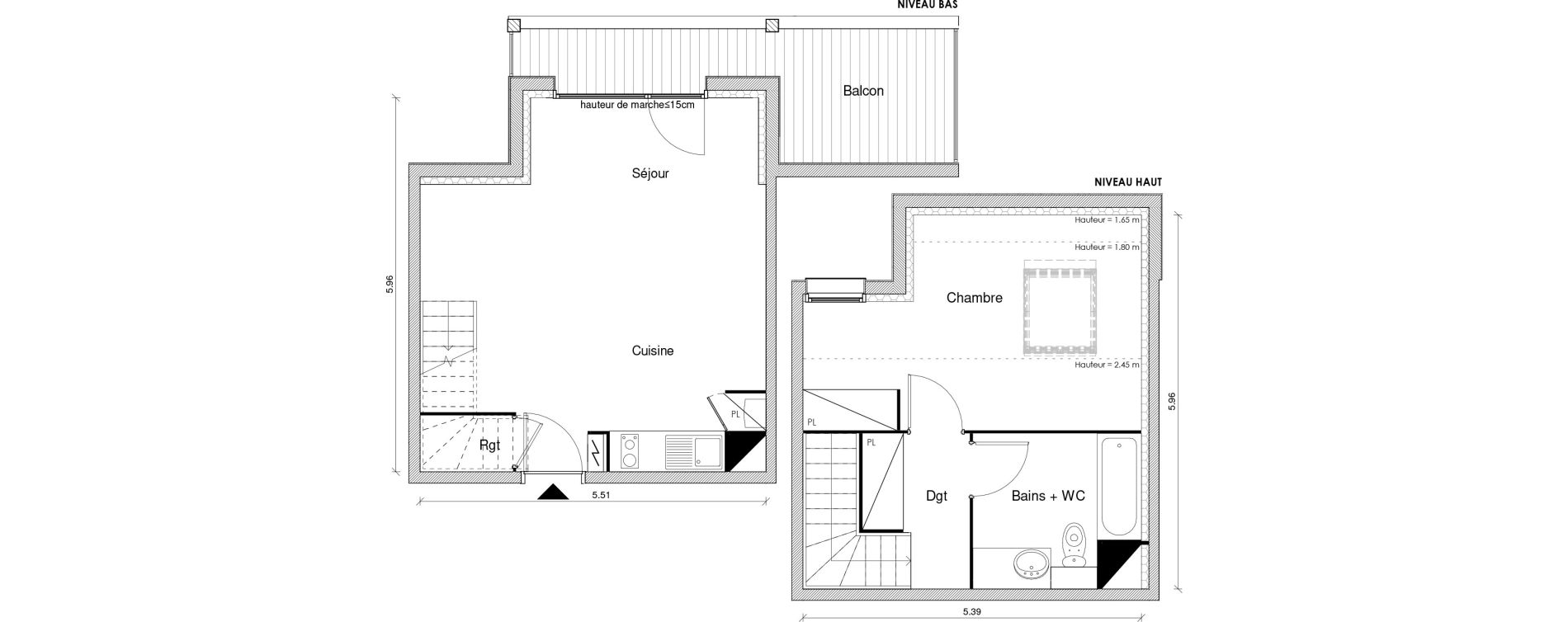 Duplex T2 de 51,26 m2 &agrave; Blagnac Odyssud