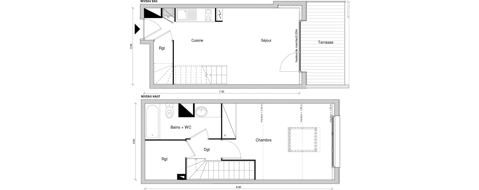 Duplex T2 de 45,74 m2 &agrave; Blagnac Odyssud
