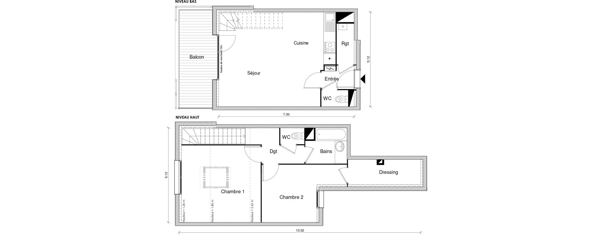 Duplex T3 de 70,73 m2 &agrave; Blagnac Odyssud