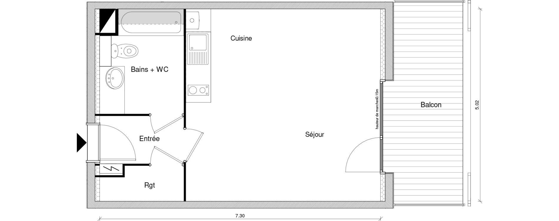 Appartement T1 bis de 35,64 m2 &agrave; Blagnac Odyssud