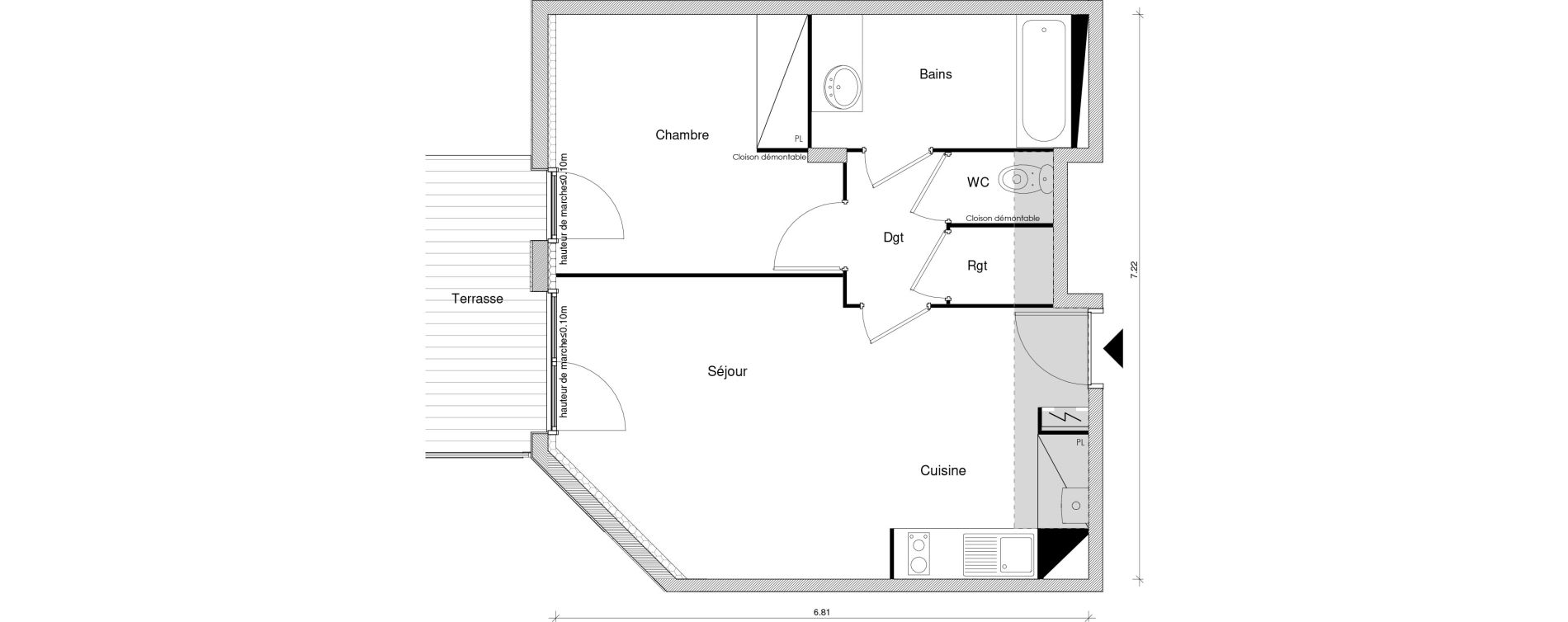 Appartement T2 de 44,86 m2 &agrave; Blagnac Odyssud