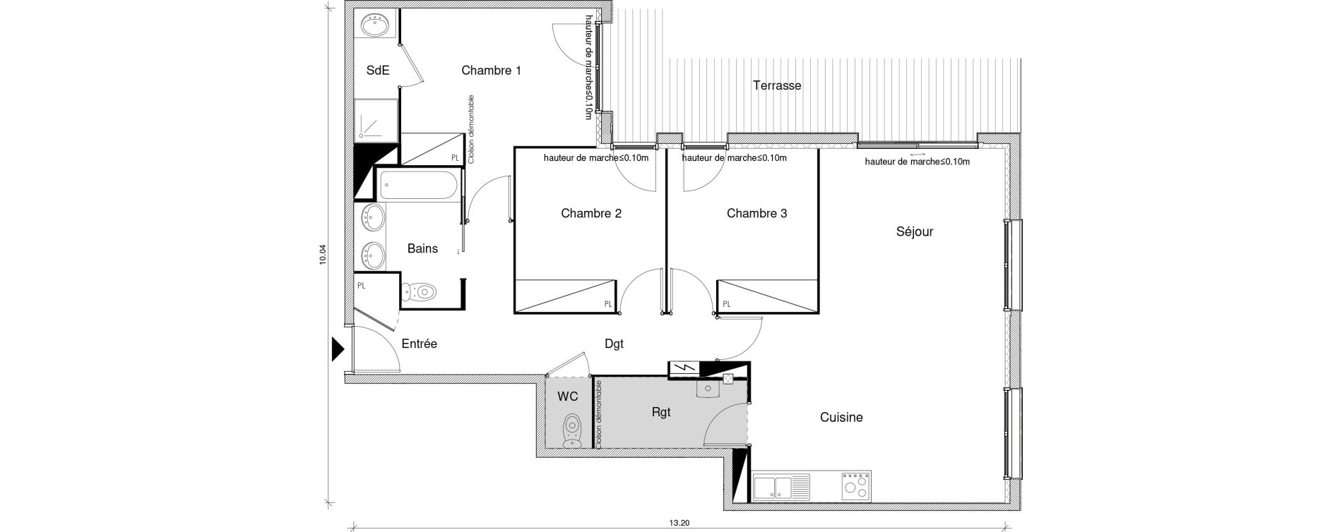 Appartement T4 de 90,78 m2 &agrave; Blagnac Odyssud