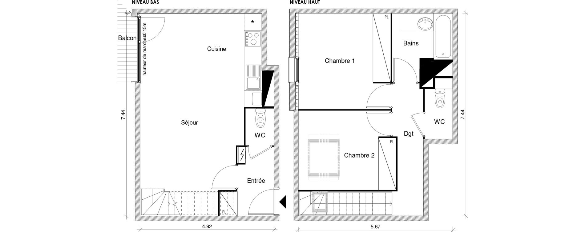 Duplex T3 de 66,26 m2 &agrave; Blagnac Odyssud