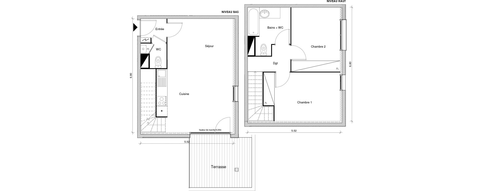 Duplex T3 de 65,66 m2 &agrave; Blagnac Odyssud