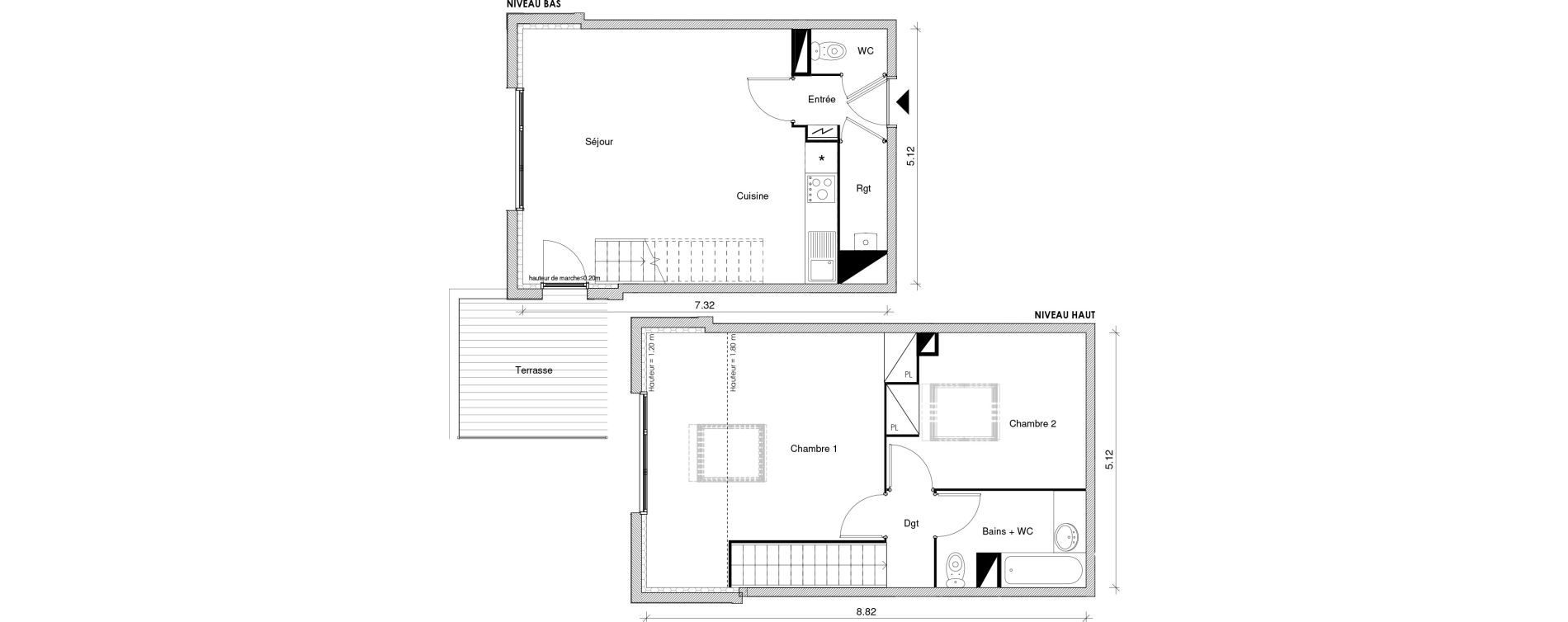 Duplex T3 de 66,66 m2 &agrave; Blagnac Odyssud