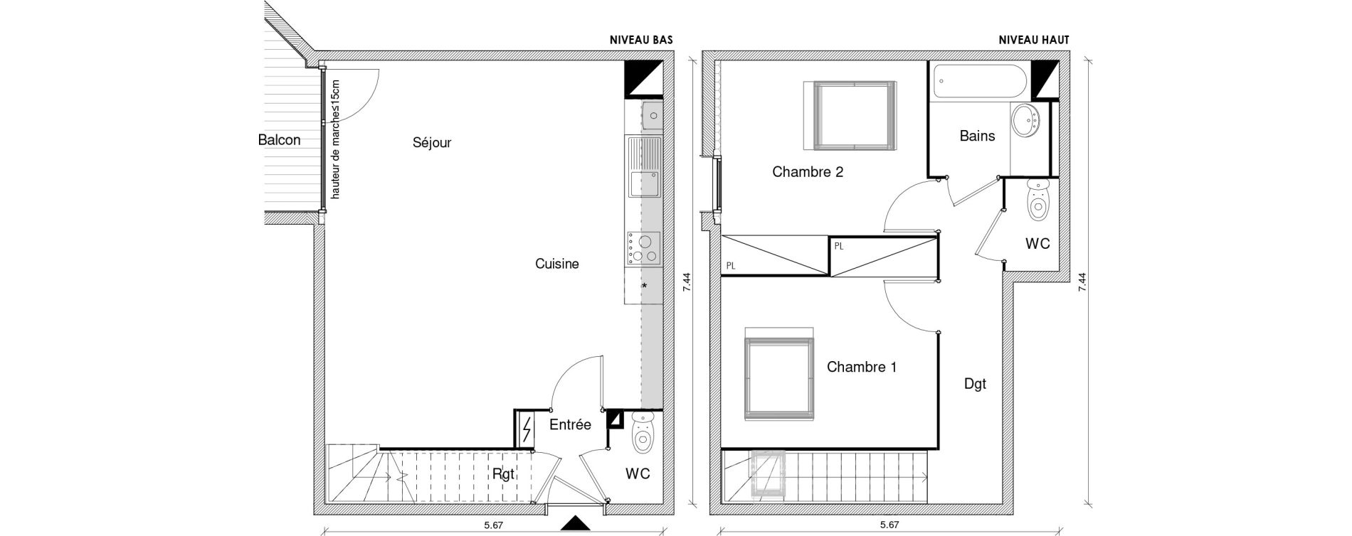 Duplex T3 de 72,68 m2 &agrave; Blagnac Odyssud