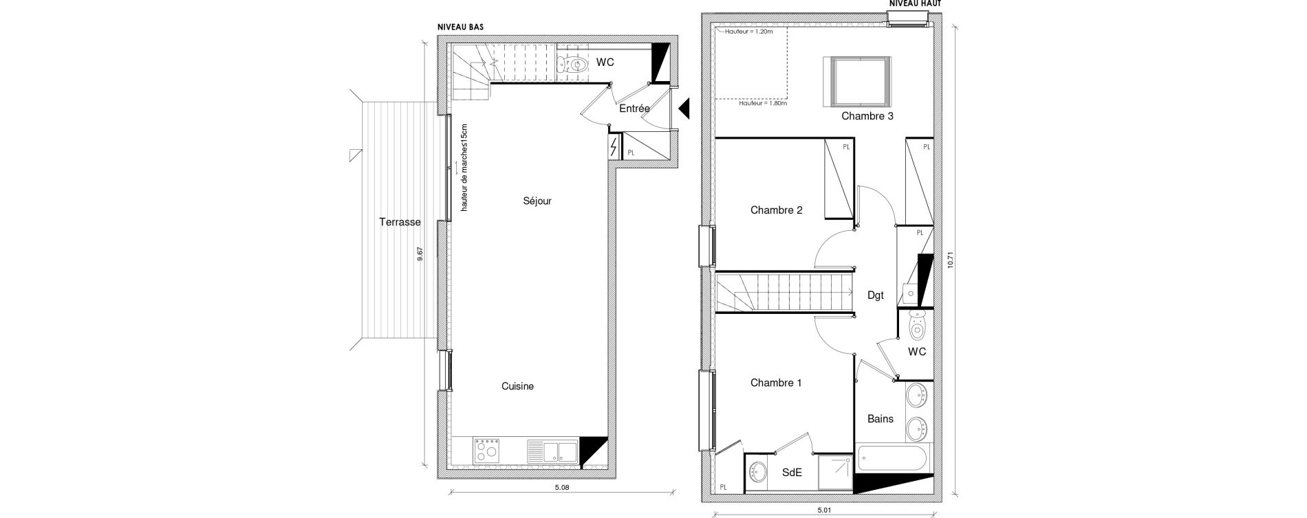 Duplex T4 de 80,10 m2 &agrave; Blagnac Odyssud