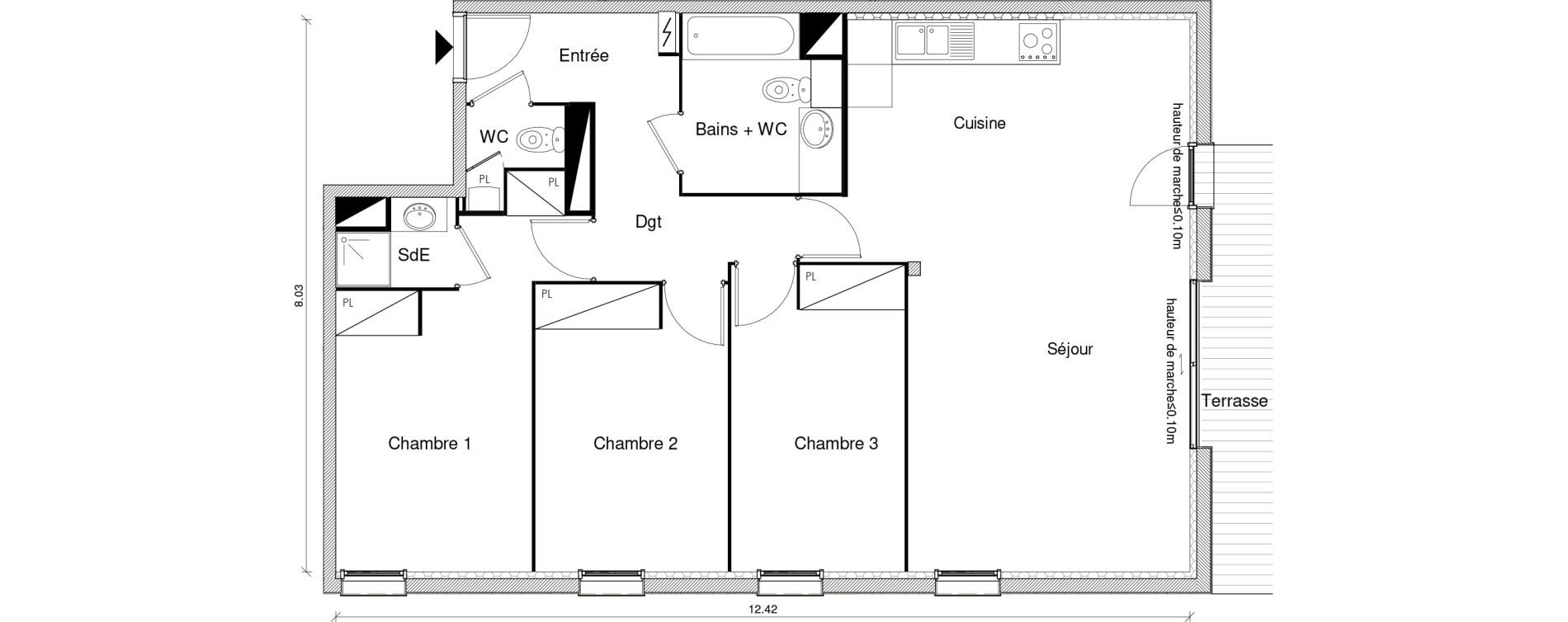 Appartement T4 de 89,68 m2 &agrave; Blagnac Odyssud