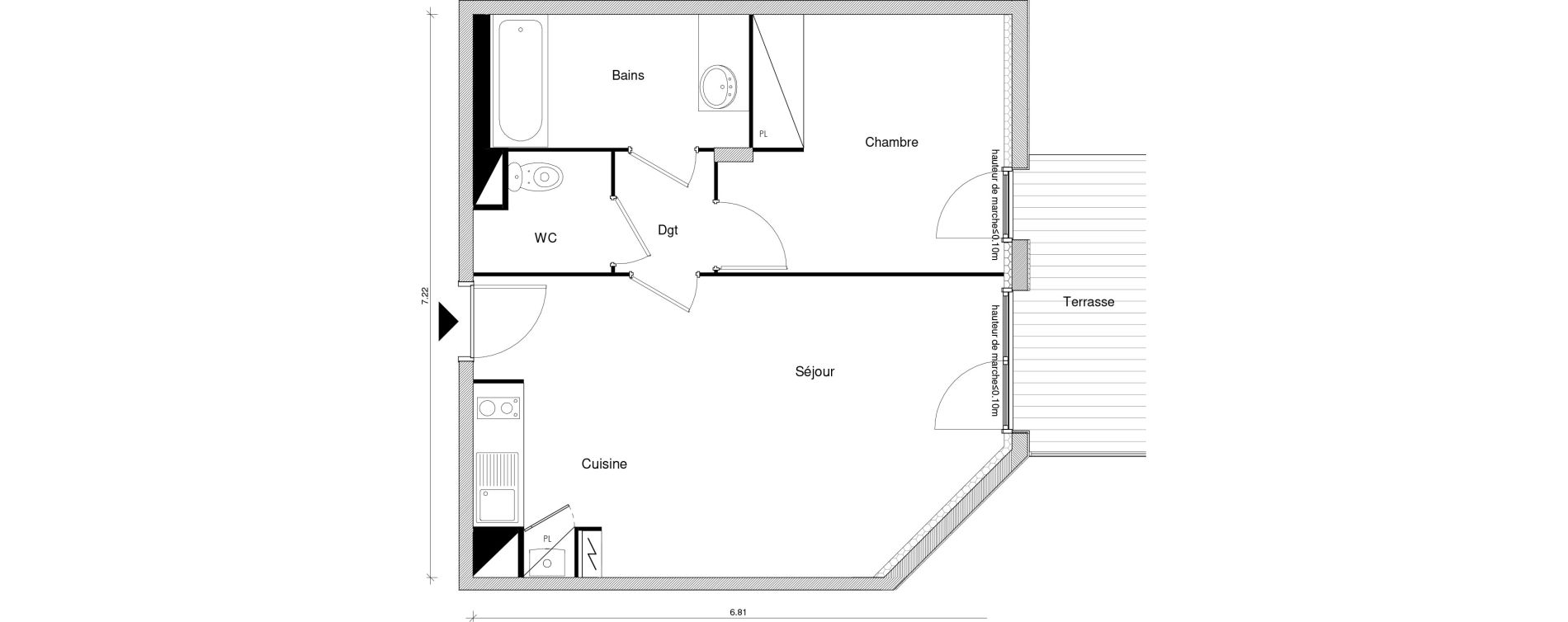 Appartement T2 de 45,51 m2 &agrave; Blagnac Odyssud
