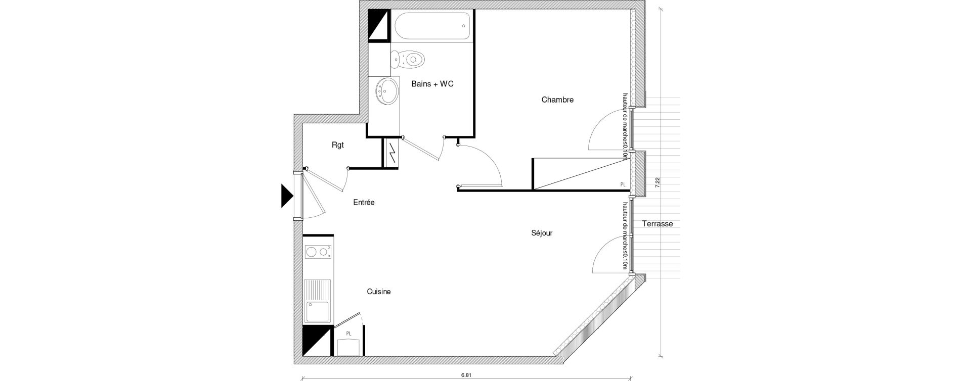 Appartement T2 de 42,90 m2 &agrave; Blagnac Odyssud