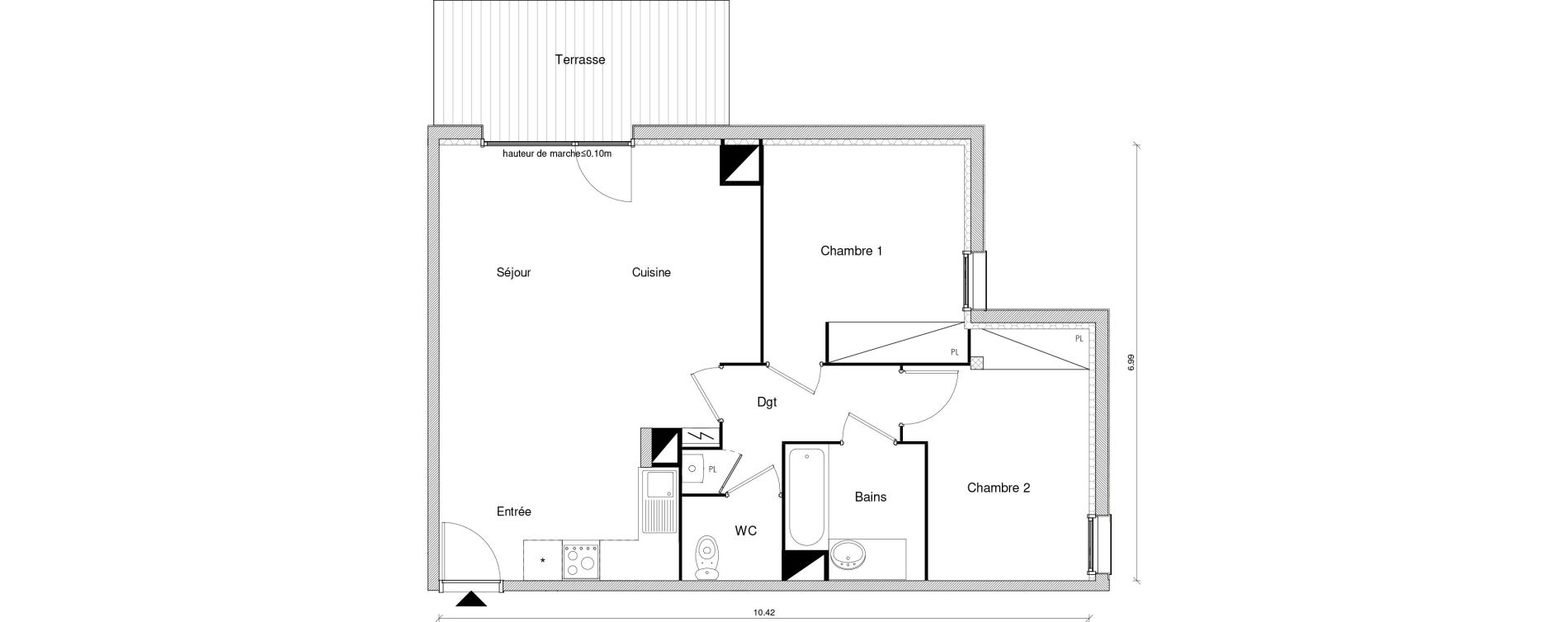 Appartement T3 de 64,45 m2 &agrave; Blagnac Odyssud