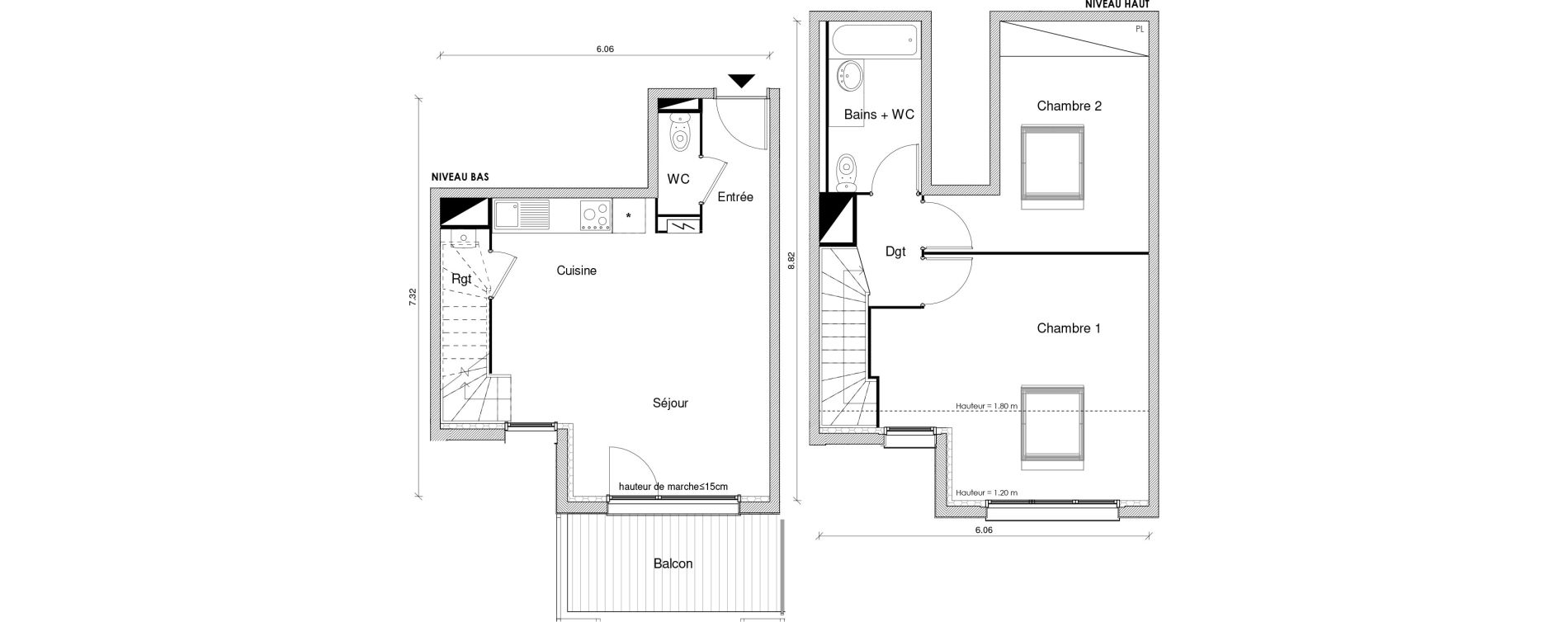 Duplex T3 de 65,70 m2 &agrave; Blagnac Odyssud