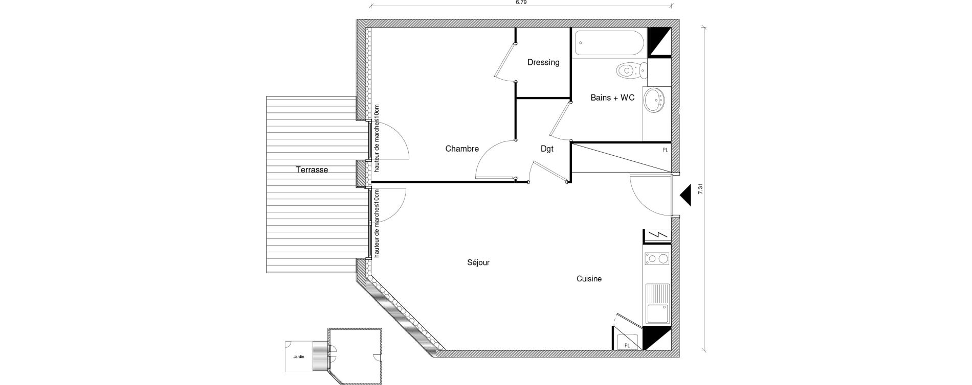 Appartement T2 de 46,45 m2 &agrave; Blagnac Odyssud