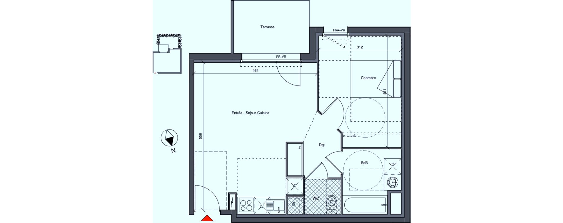 Appartement T2 de 46,60 m2 &agrave; Blagnac Centre