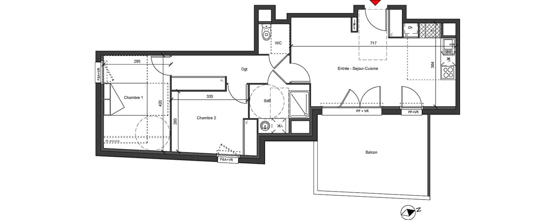 Appartement T3 de 61,85 m2 &agrave; Blagnac Centre