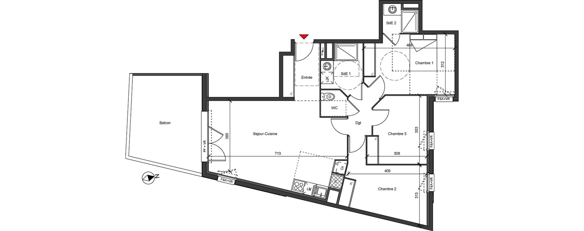 Appartement T4 de 83,65 m2 &agrave; Blagnac Centre