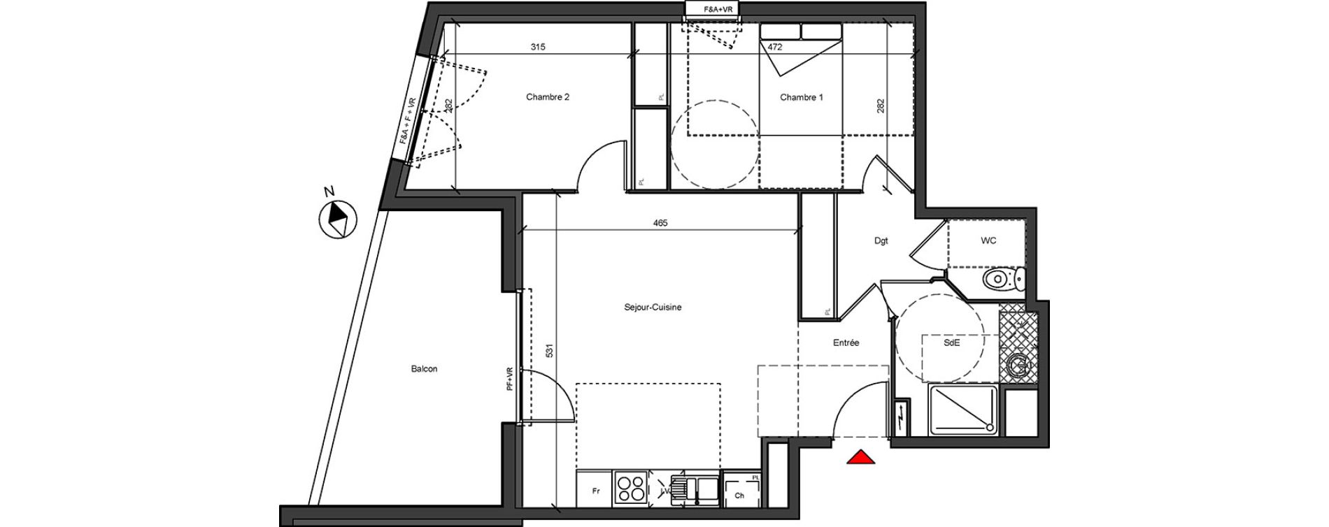 Appartement T3 de 61,15 m2 &agrave; Blagnac Centre