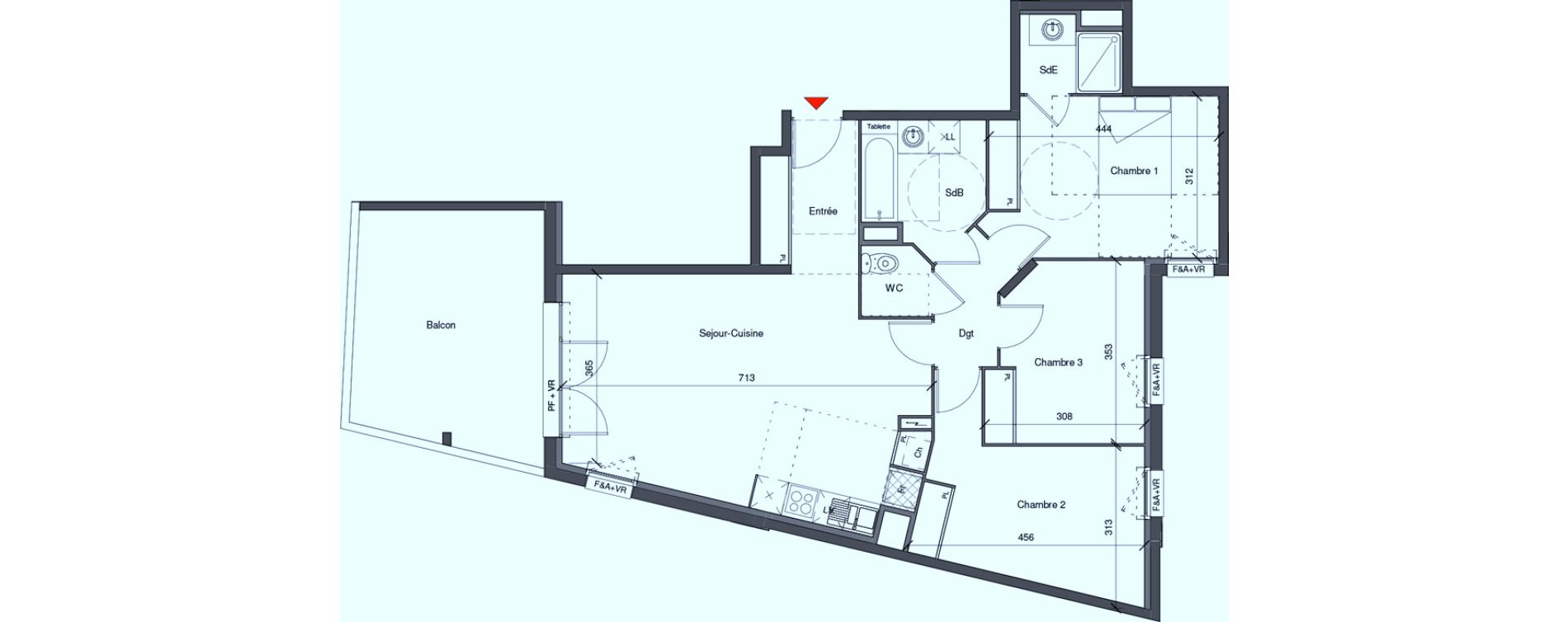 Appartement T4 de 83,90 m2 &agrave; Blagnac Centre