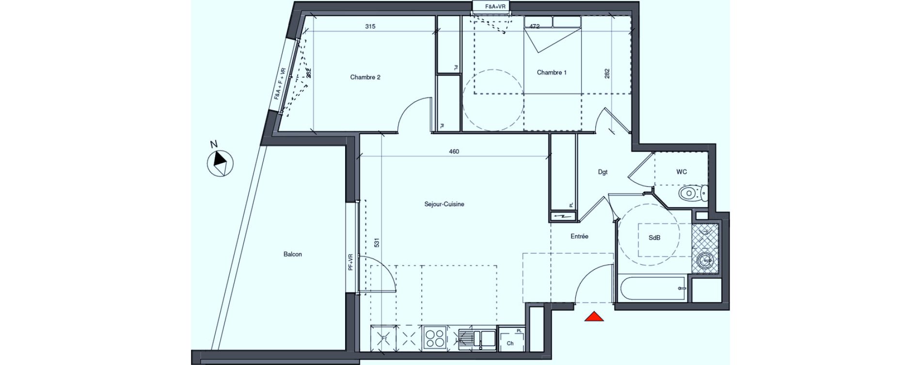 Appartement T3 de 61,10 m2 &agrave; Blagnac Centre