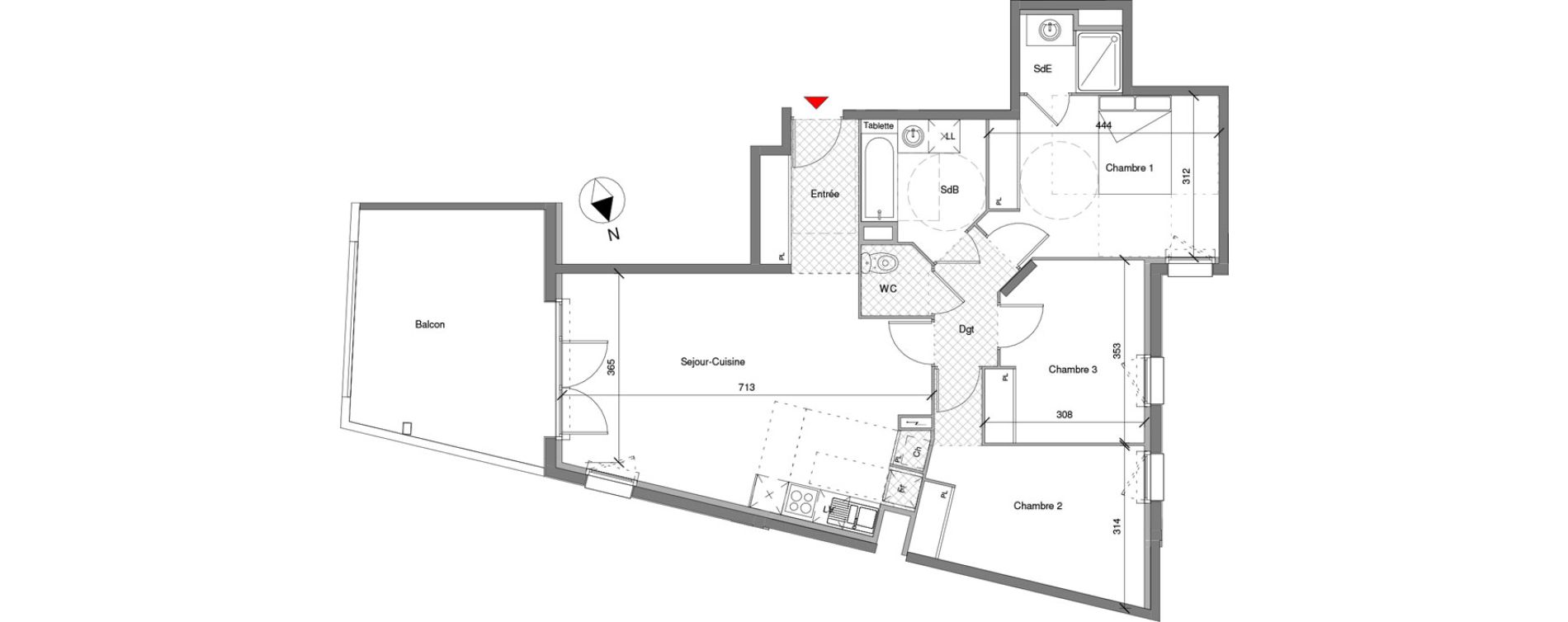 Appartement T4 de 83,80 m2 &agrave; Blagnac Centre