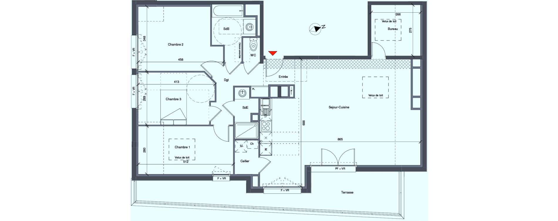 Appartement T4 de 96,75 m2 &agrave; Blagnac Centre
