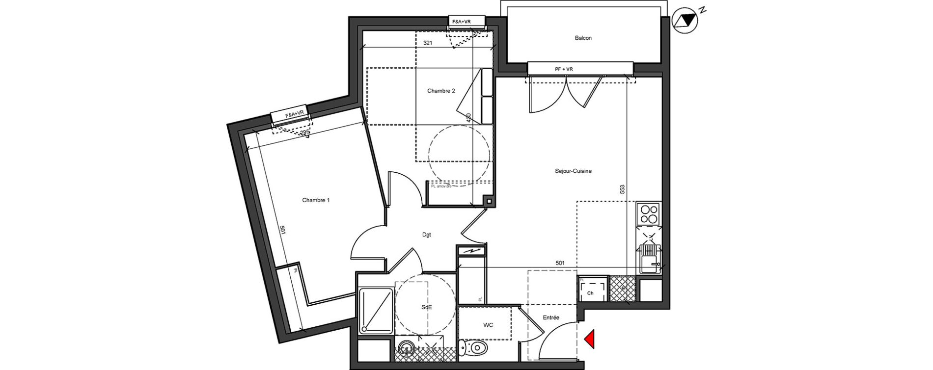 Appartement T3 de 61,90 m2 &agrave; Blagnac Centre