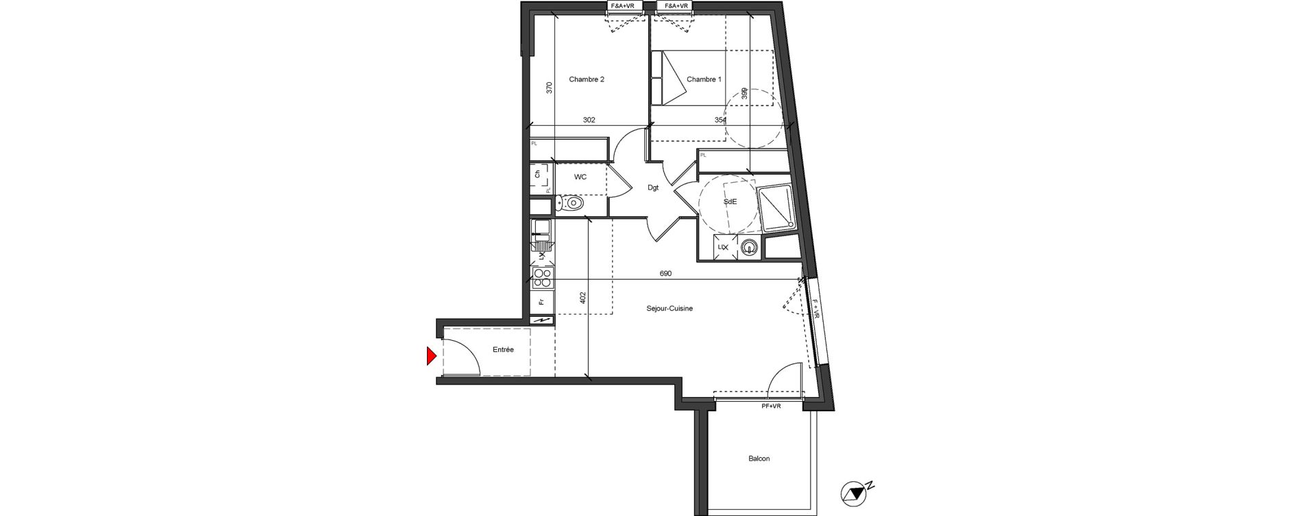 Appartement T3 de 63,70 m2 &agrave; Blagnac Centre
